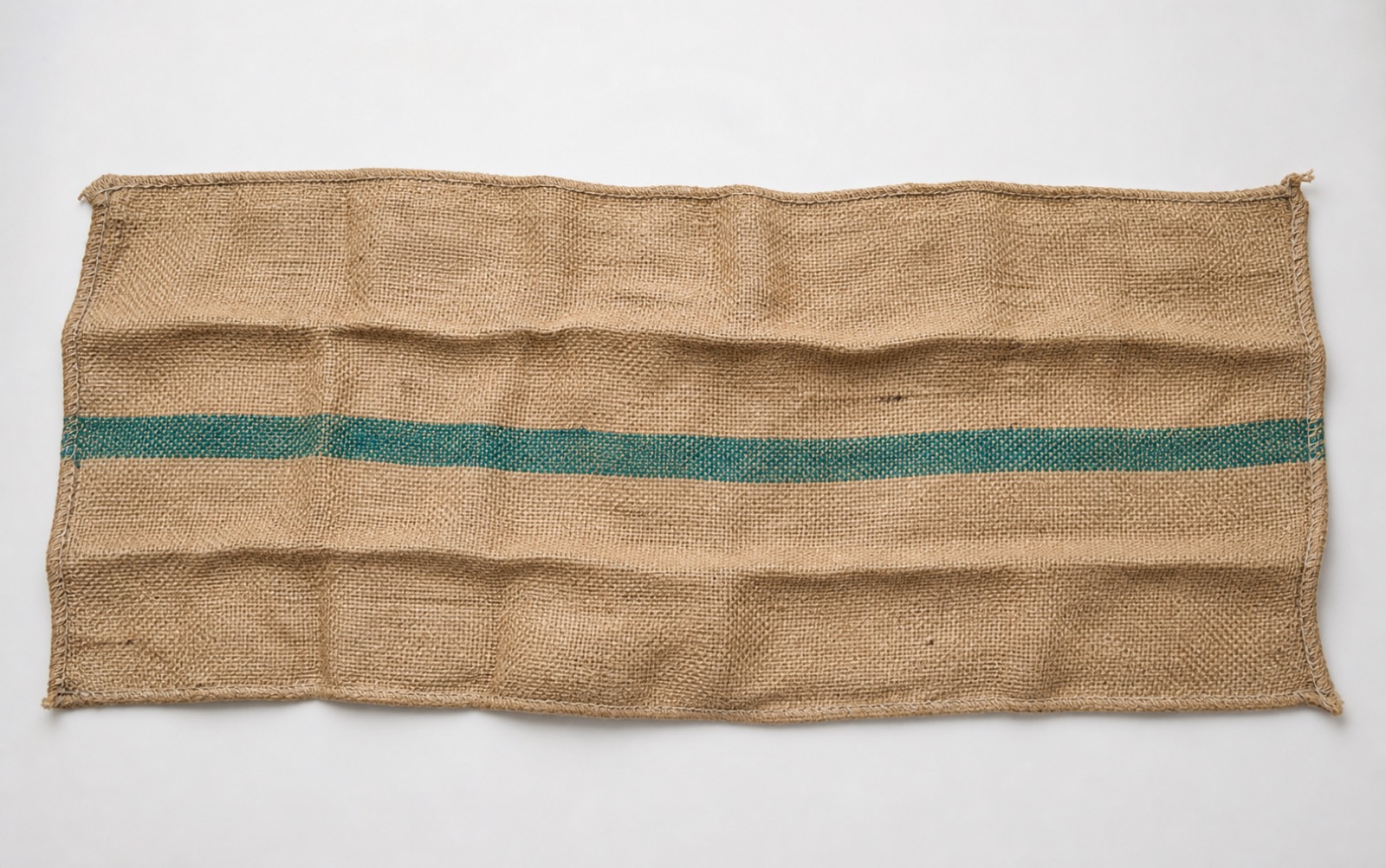 B-Twill jute sack sample with green stripe