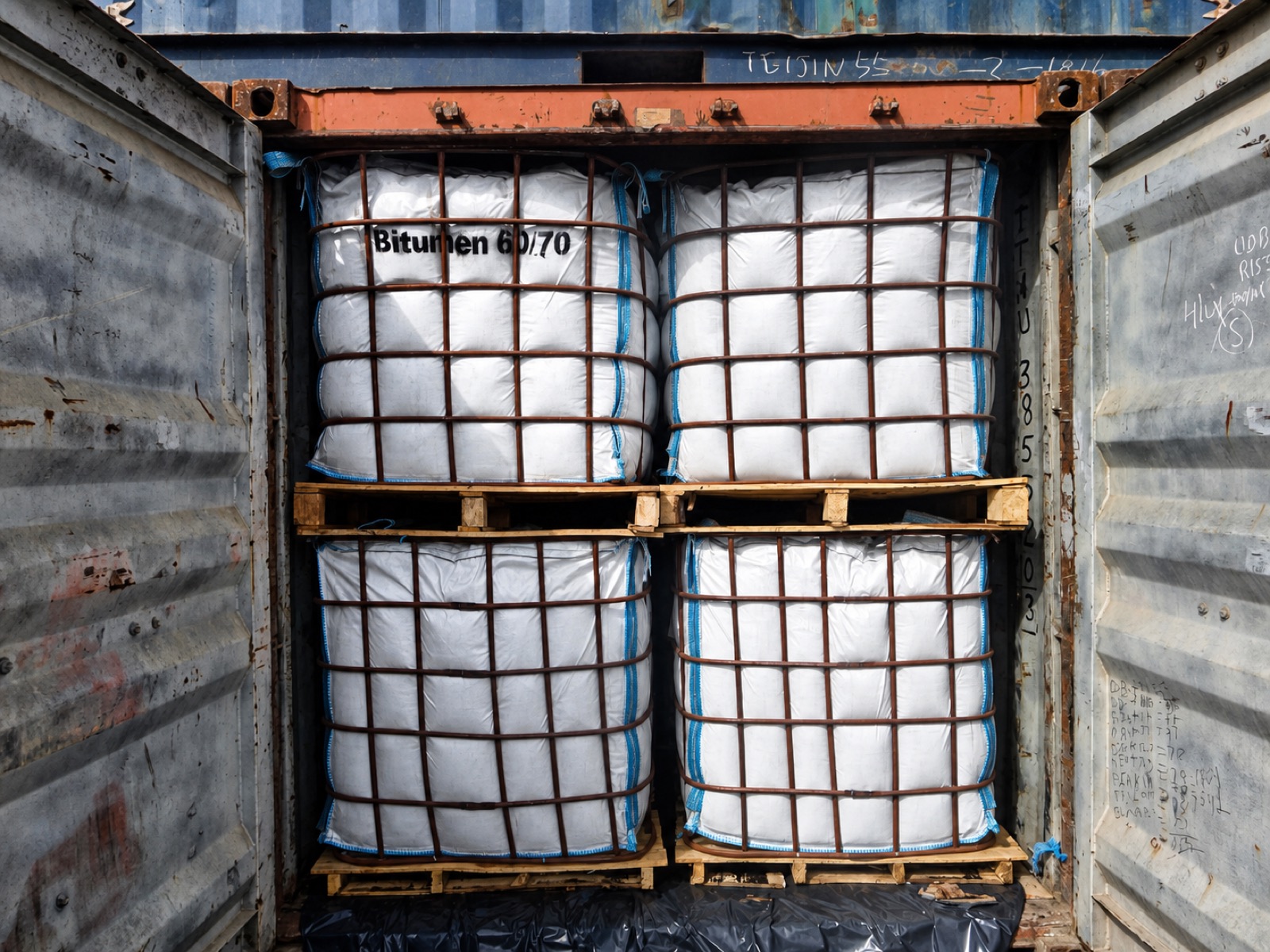Bulk bitumen packed in container