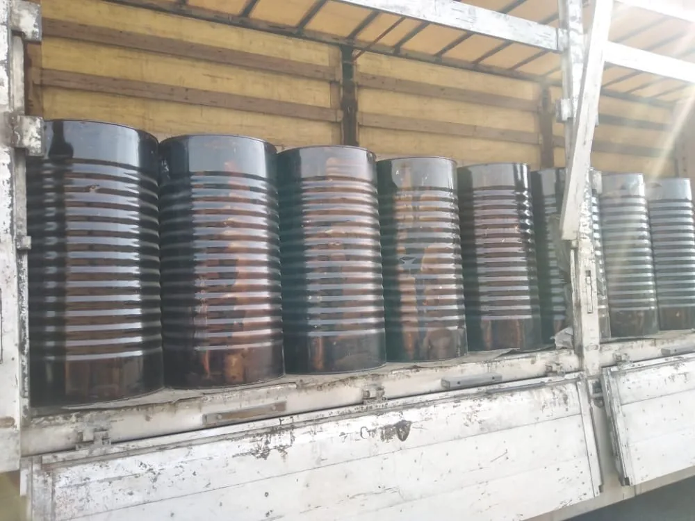Bitumen drums loaded on truck