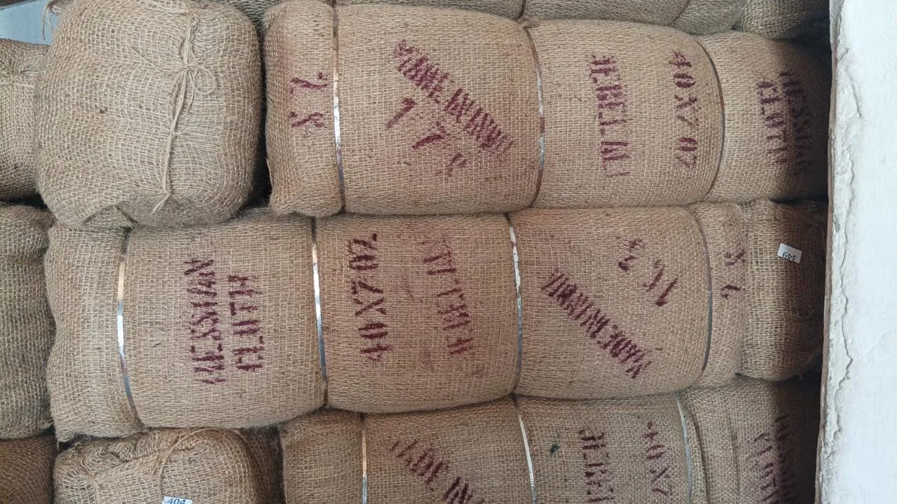 Hessian cloth bale markings red