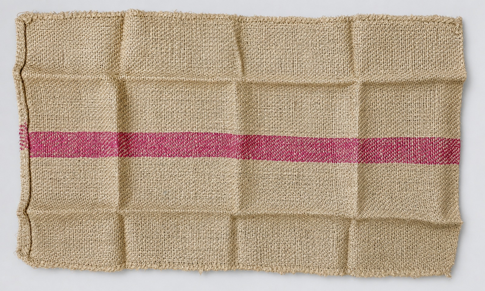 Twill jute sack sample with magenta stripe